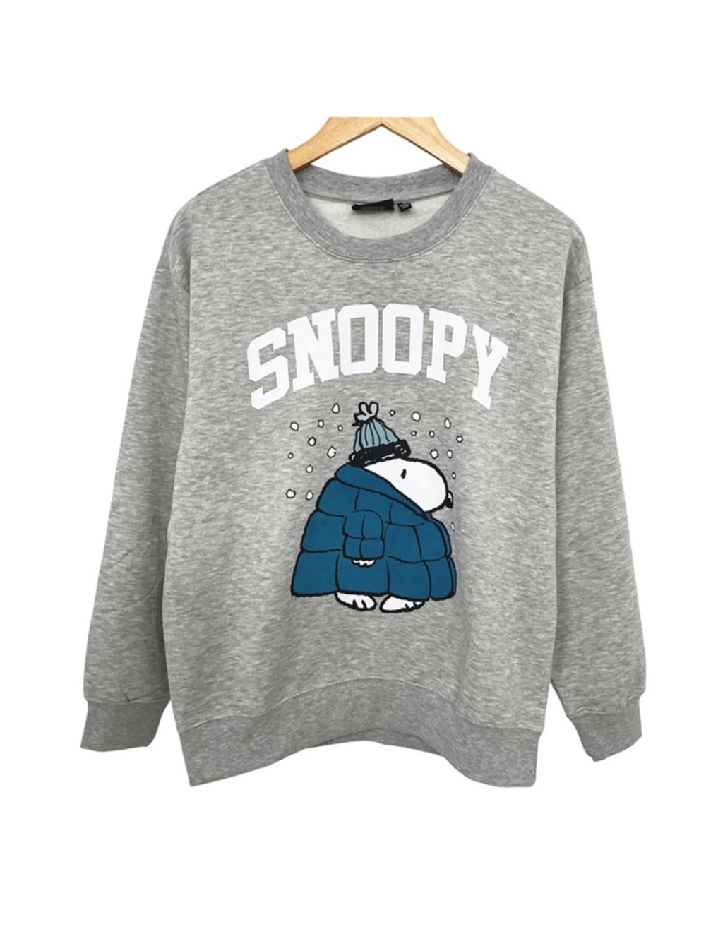Peanuts Gray Crewneck Sweatshirt with Snoopy Puffer Jacket